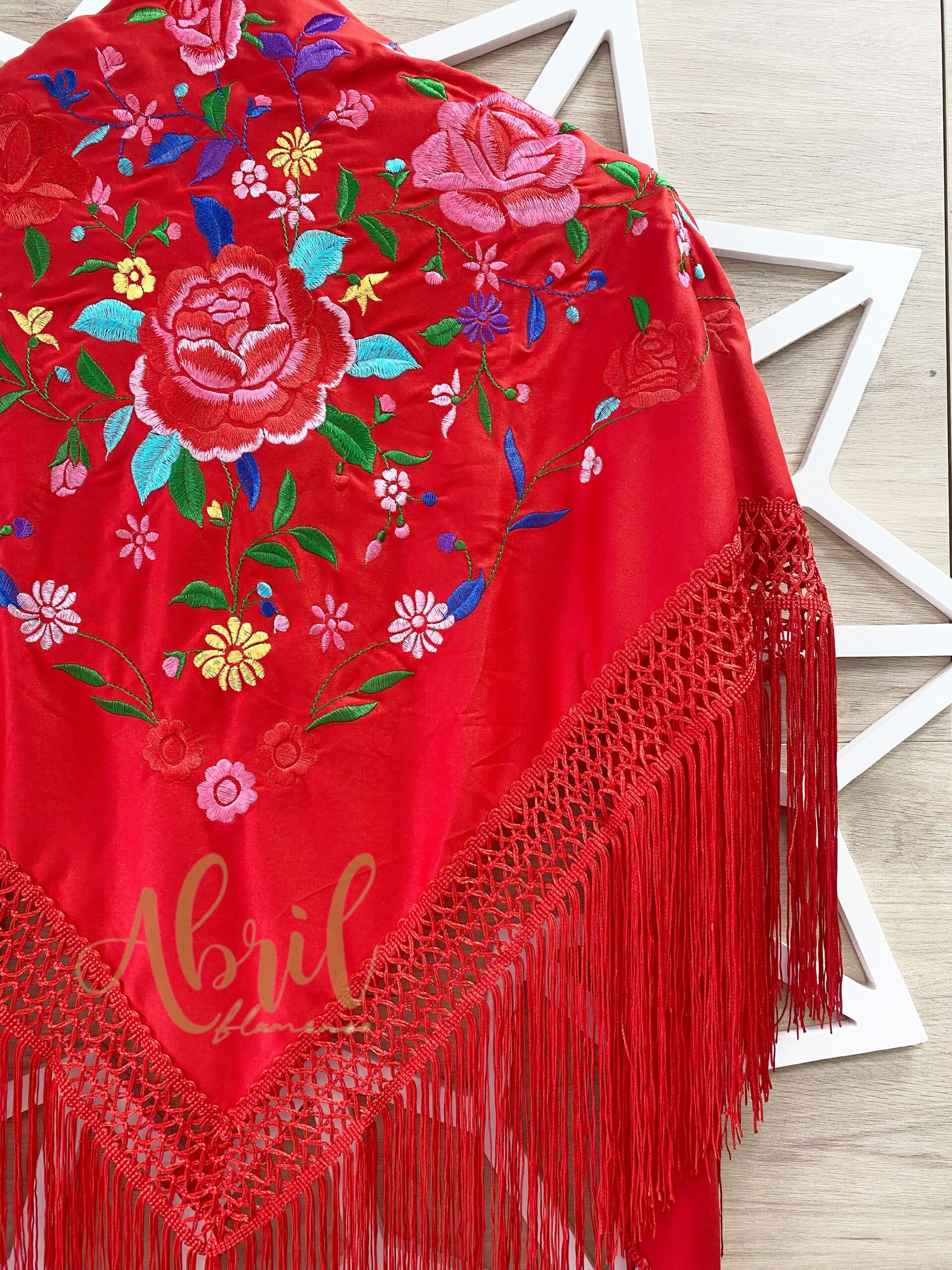 Mantón Farruca rojo y colores - Imagen 2
