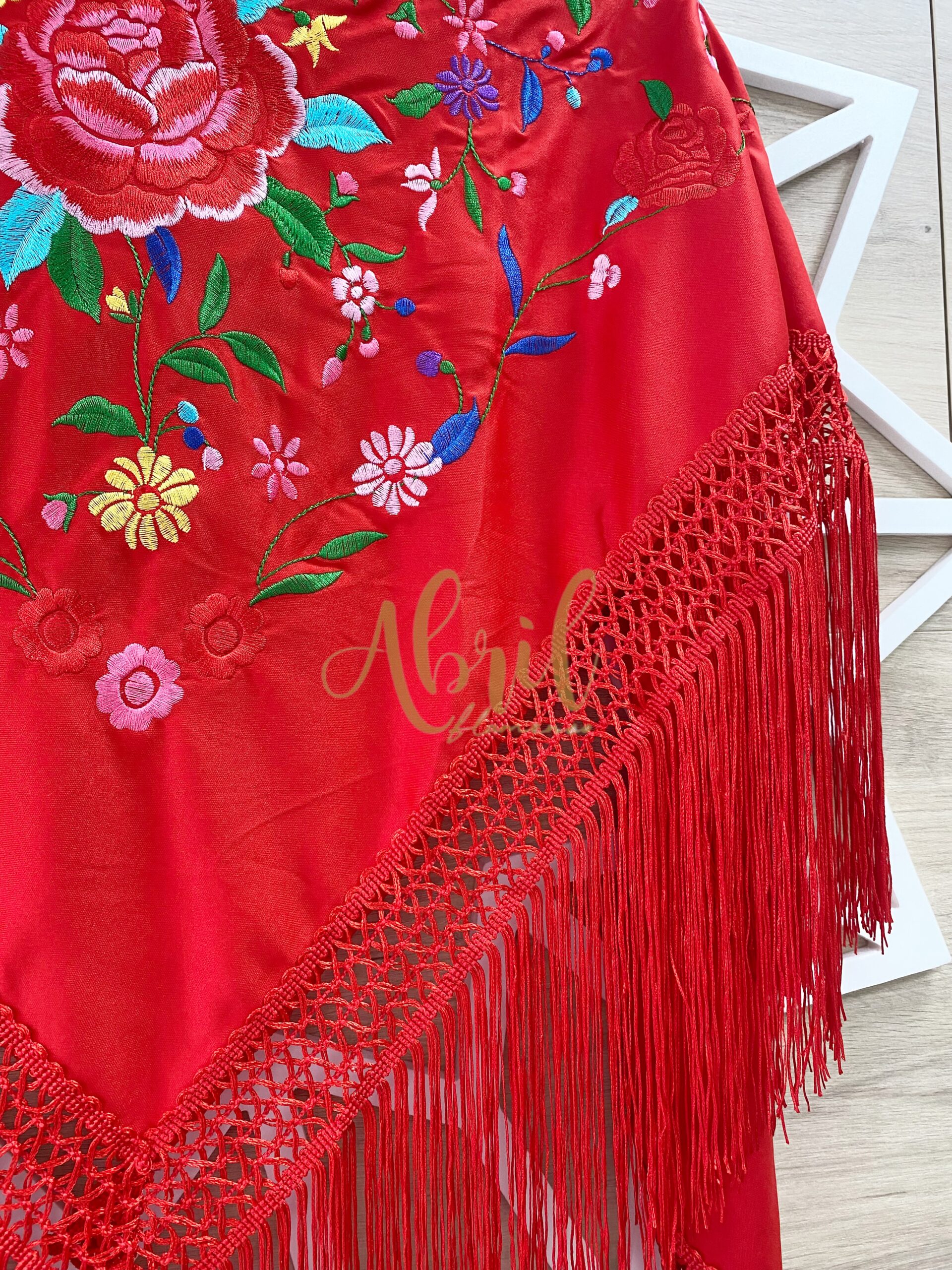 Mantón Farruca rojo y colores - Imagen 3