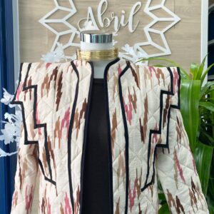 Chaqueta acolchada beige y marrón