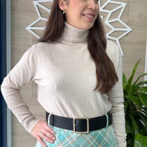 Jersey cuello alto beige