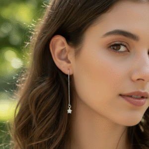 Pendientes largos y finitos con estrella de cristal