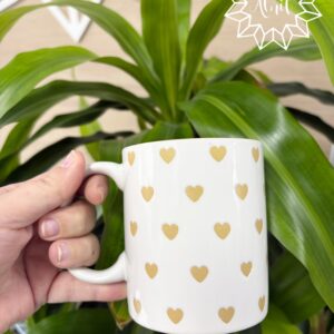 Taza corazones dorados