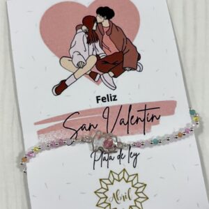 Pulsera oso bolitas rosa