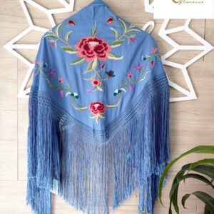 Mantón Cayetana azul ducado mujer