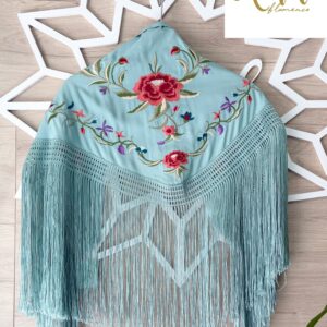 Mantón Cayetana verde jabonoso niña