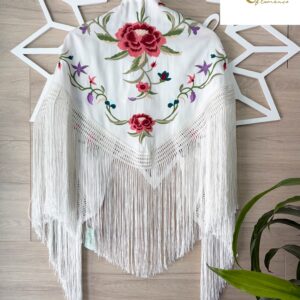 Mantón Cayetana blanco roto mujer