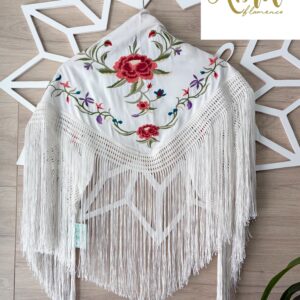 Mantón Cayetana blanco roto niña