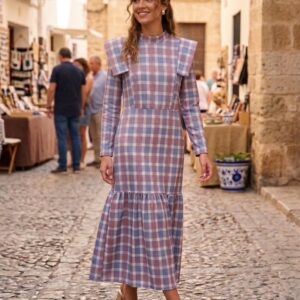 Vestido Candela azul y rosa