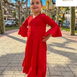 Bata Candela roja lunar al tono (niña)