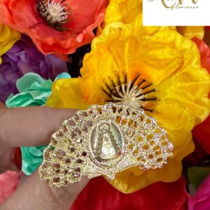 Broche abanico calado Virgen del Rocío