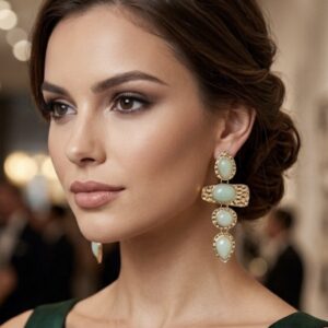 Pendientes dorado y cristal de color