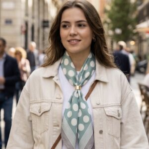 Pañuelo corto lunares menta