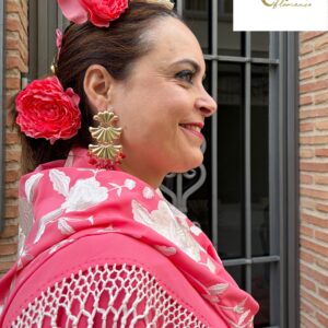 Pendiente abanicos y piedrecitas