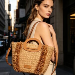 Bolso rafia flecos