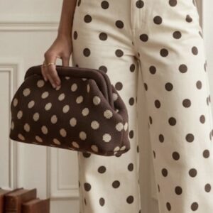 Bolso marrón lunares beige
