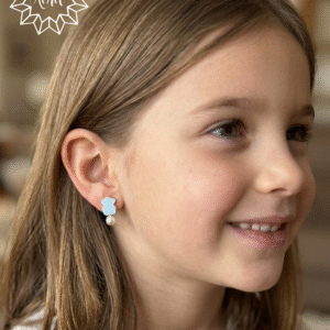 Pendientes infantil osito con perla