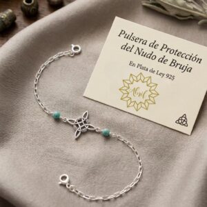 Pulsera nudo de bruja con turquesas