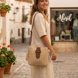 Bolso rafia hebilla