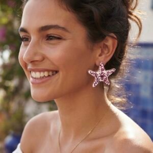 Pendientes porcelana estrella mar