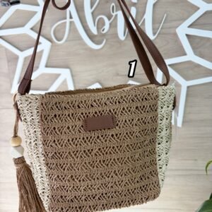 Bolso bandolera rafia combinado