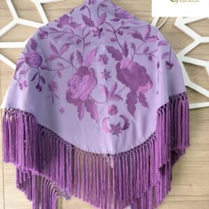 Mantón amapola malva bordado en malva