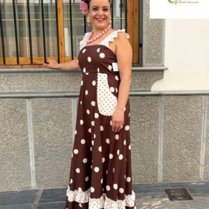 Bata lunares y bolsillos marrón