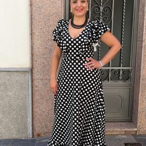 Bata Almería negra lunar blanco