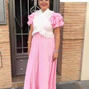 Bata amapola rosa lunar blanco