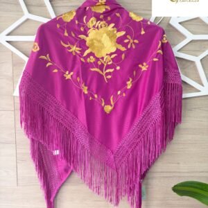 Mantón Farruca buganvilla bordado en dorado