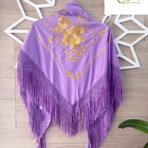 Mantón Farruca malva bordado en dorado
