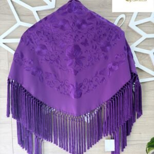 Mantón morado bordado al tono
