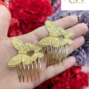 Peina doble mariposa dorada