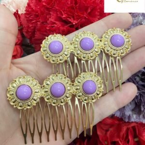Peina triple círculo dorado y malva