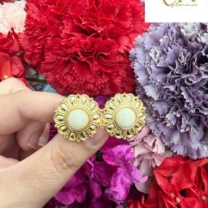 Broche doble círculo beige