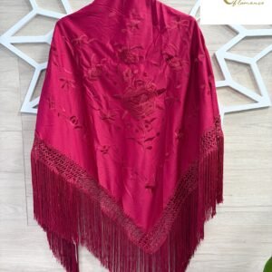 Mantón Farruca burdeos bordado burdeos