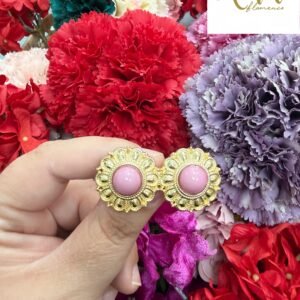 Broche doble círculo rosa empolvado