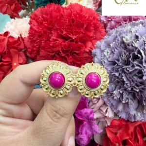 Broche doble círculo dorado y buganvilla