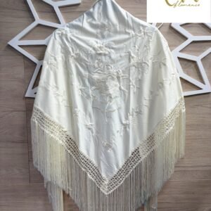 Mantón Farruca beige bordado en beige