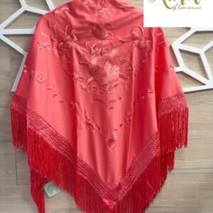 Mantón Farruca coral bordado coral