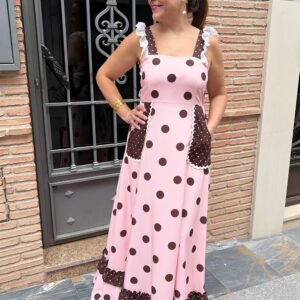 Bata lunares y bolsillos rosa
