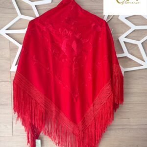 Mantón Farruca rojo bordado en rojo