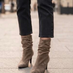 Botines arrugados beige oscuro