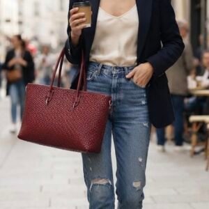 Bolso trenzado burdeos