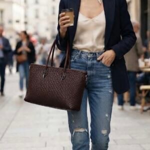 Bolso trenzado marrón chocolate