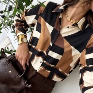 Camisa estampada marrón