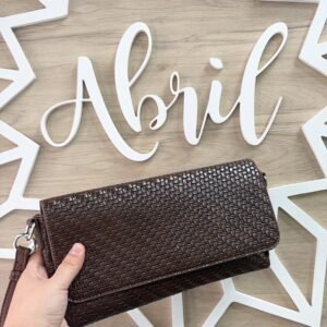 Bolso/cartera trenzado marrón chocolate